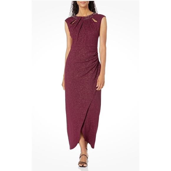 NEW NWT SLNY Cap Sleeve Long Keyhole Dress - Picture 1 of 7